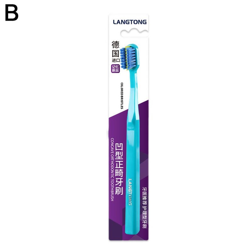 Orthodontic toothbrush for adults with braces, soft bristles, small head, for cleaning between teeth.